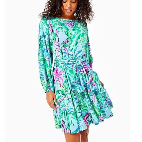NEW NWT LILLY PULITZER Ellora Print Long Sleeve Dress Long Sleeve Fit Flare Mini - Picture 3 of 16